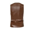 thumbnail image 4 of ZCFZJW Men's Leather Vest Casual Western Vest Jacket Lightweight Single-breasted V-Neck Slim Fit Suit Vest Waistcoat with Pocket #01-Coffee L, 4 of 9