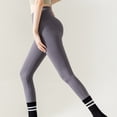 thumbnail image 6 of Mid Crew Training Socks Women Striped Crew Socks with Grips, Non-slip Indoor Socks, Breathable Crew Socks for Home Yoga Black One Size, 6 of 6