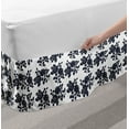 thumbnail image 2 of Rose Bed Skirt, Romantic Composition with Petals and Foliage Leaves Monochrome Illustration, Elastic Bedskirt Dust Ruffle Wrap Around for Bedding Decor, 4 Sizes, Dark Blue and White, by Ambesonne, 2 of 2