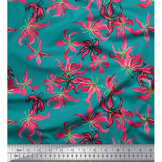 Soimoi Georgette Viscose Fabric Wildflower Floral Fabric Prints by Yard 42 Inch Wide