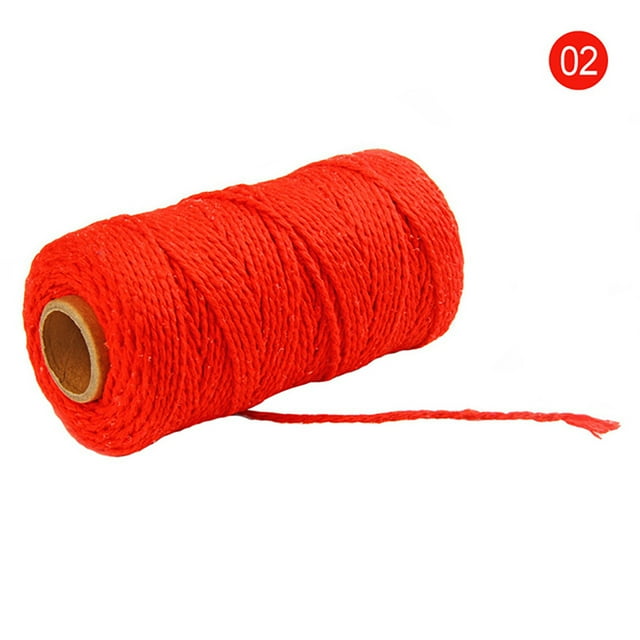 fashionhome Cotton Cord Rope Crafts Macrame cotton yarn rope Artisan String Solid Color Cotton Yarn Rope Home Textiles 91.5m, Red