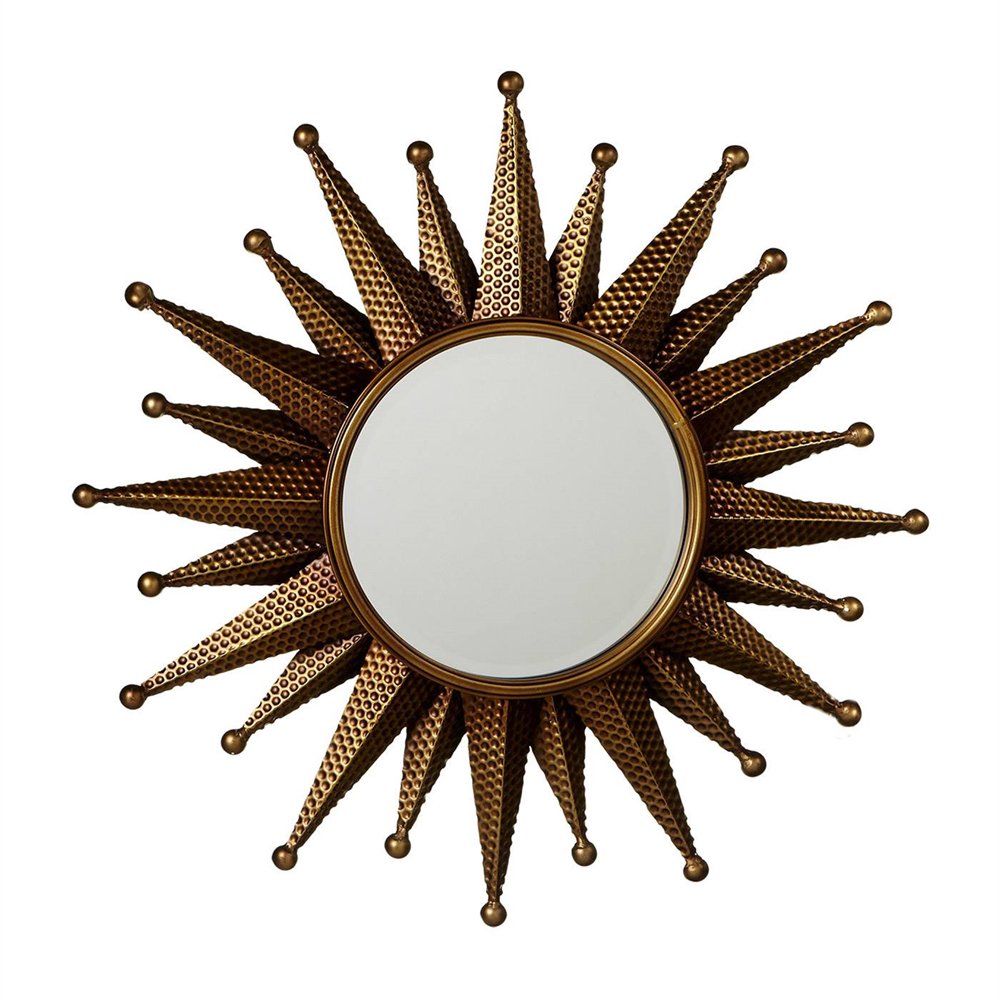 Gold Studded Sunburst Wall Mirror