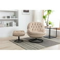 thumbnail image 2 of Swivel Accent Chair with Ottoman, Modern Velvet Lounge Chair with Footrest, Button Tufted Leisure Single Sofa Chair with 360 Degree Metal Base for Reading/Living Room/Bedroom, Beige, 2 of 7