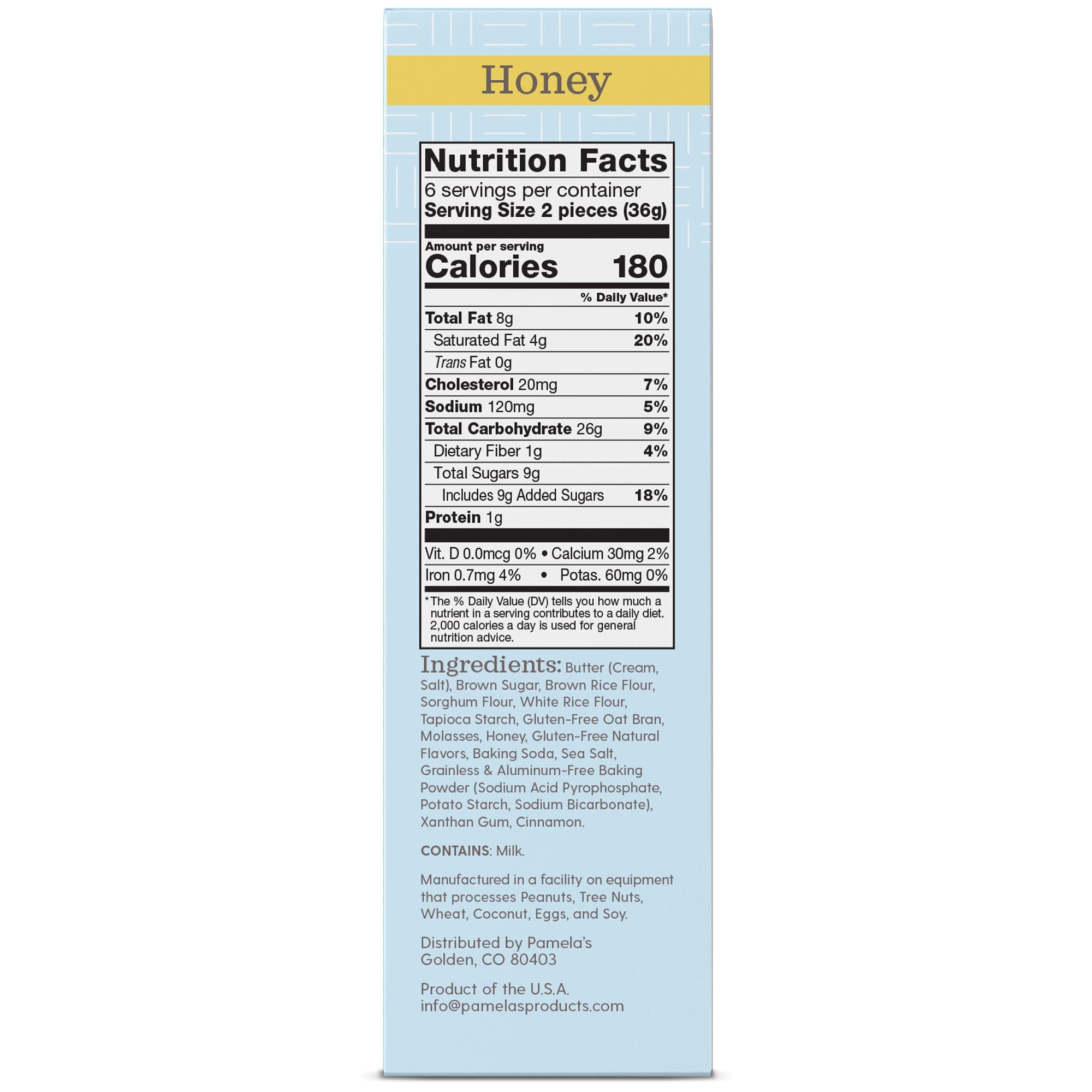 Pamela's Gluten Free Graham Crackers, Honey, Pie Crust, S'mores & Snacks, 7.5 Ounce (Pack of 6)