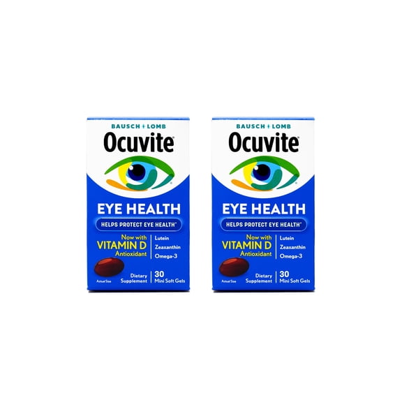 2 Pack - Ocuvite® Eye Health Formula Eye Vitamin& Mineral Supplement with Lutein, Zeaxanthin and Omega-3 –from Bausch Lomb, 30 Soft Gels