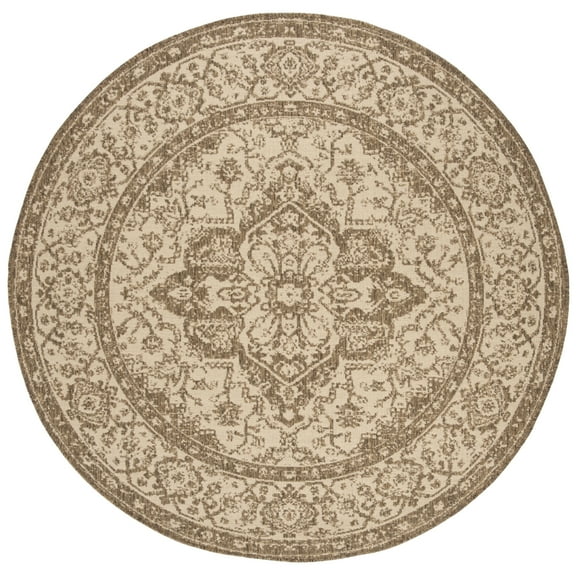 Safavieh Beach House Mai Traditional Outdoor Area Rug, Cream/Beige, 6'7" x 6'7" Round