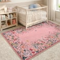 thumbnail image 4 of Wonnitar 4x6 Floral Washable Rug, Pink Rugs for Girls Bedroom, Soft Low Pile Nursery Area Rug, Non-Slip Throw Carpet for Dorm Playroom, 4 of 11