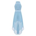 thumbnail image 2 of Manyakai Kids Flower Girl Maxi Romper Dress Sequined Lace Chiffon Sleeveless Wedding Bridesmaid Dress Sky Blue 12, 2 of 6