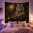 thumbnail image 2 of Tiger Resting by Waterfalls in a Shadowy Forest, Serene Digital Art for Wildlife Fans, Forest Decor, Housewarming Gift, Tapestry Wall Hanging for Bedroom and Living Room, 2 of 7