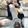 thumbnail image 5 of Japanese Fluffy Flared Kawaii Winter Knee-High Knitted Leg Warmers Boot Stocking Uniform BLACK, 5 of 8