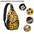 thumbnail image 2 of Sling Backpack,Halloween Black Cats Witches and Pumpkins Sling Bag with Water Bottle Holder,Waterproof Sling Bag for Men/Women with Headphone Jack for Hiking,Travel, 2 of 6