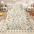 thumbnail image 2 of Erosebridal Gold Floral Twin Bedding, Chic Bird Duvet Cover Set for Girls, Gray Reversible, 2pcs 1 Duvet Cover and 1 Pillowcase, No Comforter, 2 of 6