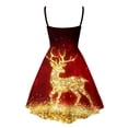 thumbnail image 3 of Adeawade Christmas Dresses For Women Xmas Sleeveless Deer Snowflake Print Off Shoulder Party Flare Dress Swing Plaid Dress Winter Crewneck Mini Dresses Adorable Clothes Red L, 3 of 3