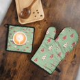 thumbnail image 5 of Green Christmas Tree Pattern Kitchen Oven Mitt and Pot Holder Sets 2 Pcs for Baking, Cooking and Grilling, Heat Resistant Up To 392 °F, 5 of 7