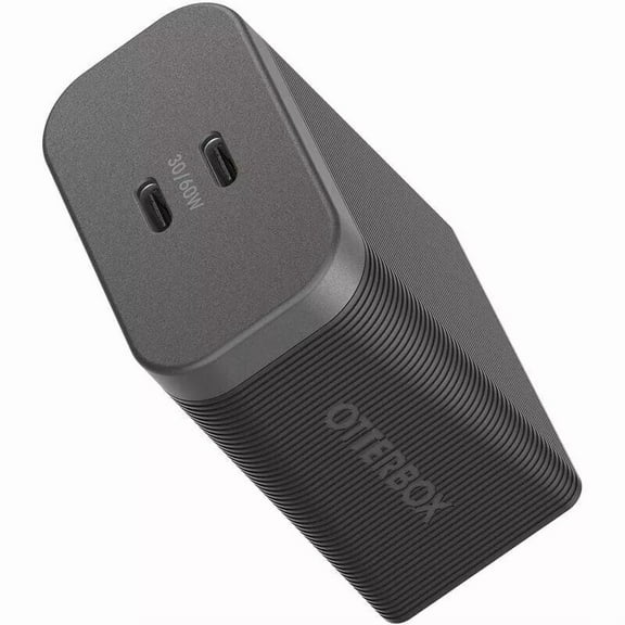 OtterBox Premium Pro Fast Charge USB-C Wall Charger - 60W Dual Port - Nightshade (Black)