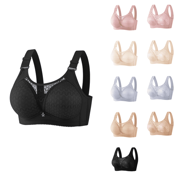 Ahuyic Womens Bra,Summer Plus Size Bra,Womens Solid Color Seamless Nude Lifting Soft Support Bra For Womens Everyday Bras,Pink,XXL