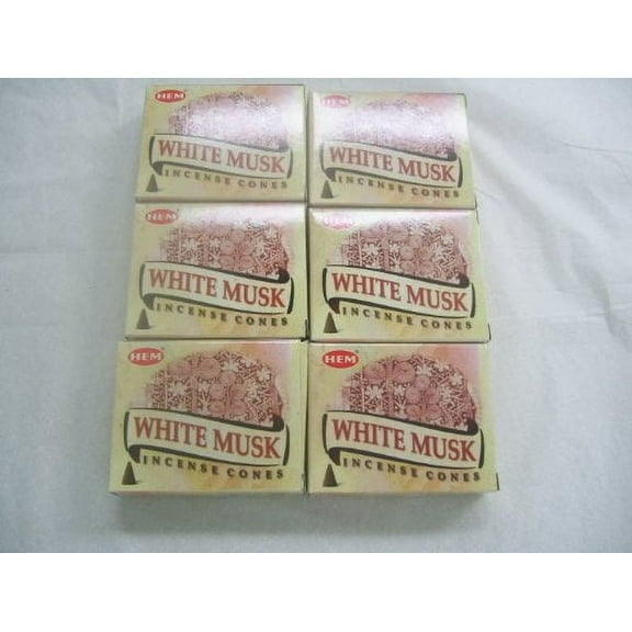 HEM White Musk Incense Cones, 6 Packs of 10 Cones = 60 Cones