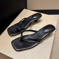 thumbnail image 7 of Sandal Heels,Womens Flip Flops,Women's Sandals,Thong Sandals for Women,Thong Sandals Kitten Heels Square Toe Flip Flops Slip On Heels for Women Kitten Heel Sandals Low Heel for Casual,Black,7.5, 7 of 7