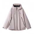 thumbnail image 4 of Hooded Rain Jacket Women, Lightweight Hiking Shell, Windproof Mountain Coat Pink L , Jacket, 4 of 5