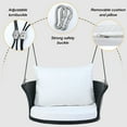 thumbnail image 4 of Wicker Rattan Outdoor Patio Swing Chair, Single Person Rattan Woven Swing Chair, 33.8" Hanging Seat with Adjustable Rope,Cushion,Pillow, Swing Bench for Garden, Backyard, Pond (Black+White/Single), 4 of 6