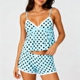 thumbnail image 2 of MEZZALL Women Pajama Sets Polka Dot V-Neck Bow Lace Camisole Shorts Sleepwear Summer 2 Piece Soft Homewear, 2 of 4