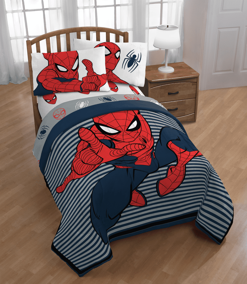 Spider-Man Kids 3-Piece Twin Sheet Set, 100% Polyester, Red, Marvel