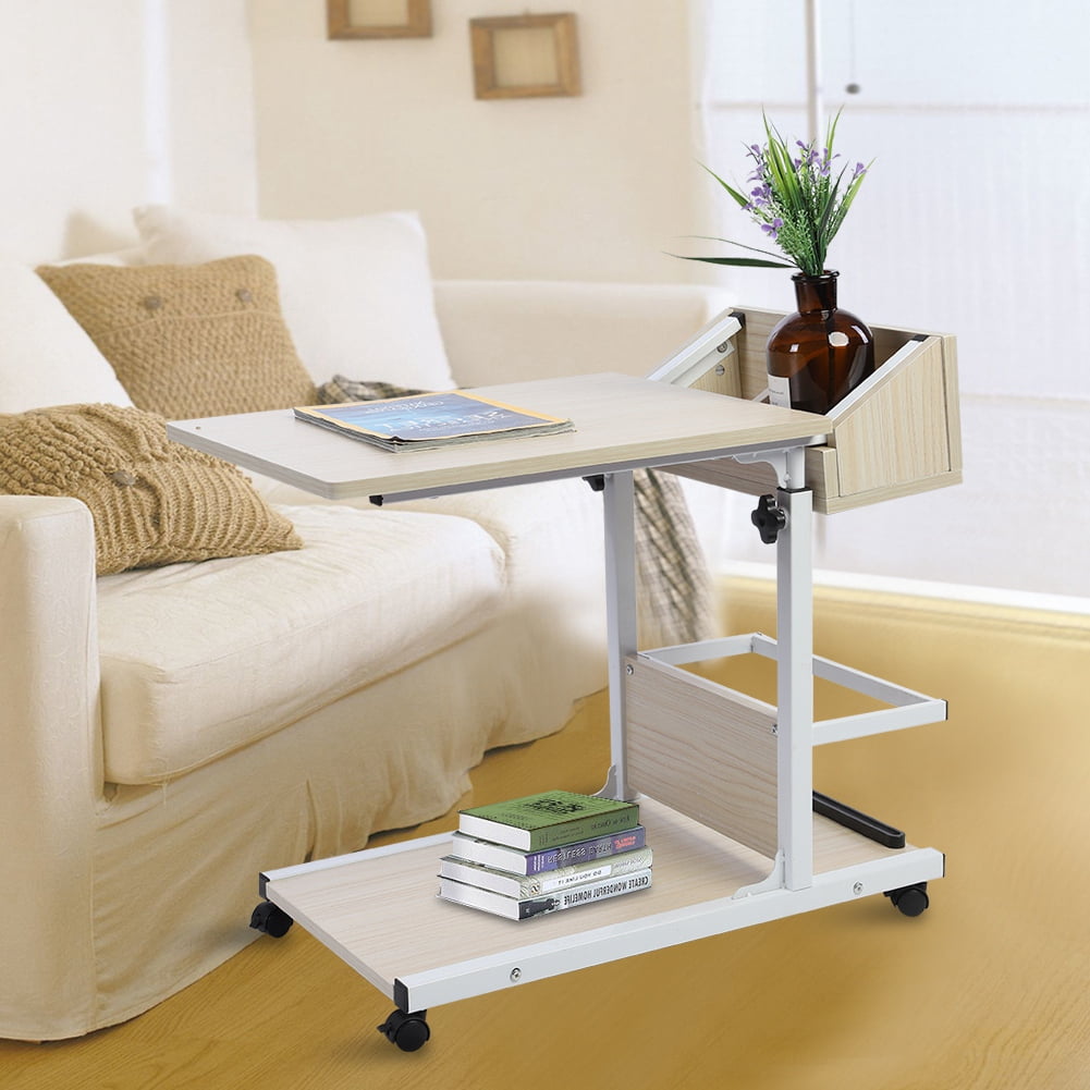 Tebru Portable Multifunctional Removable Laptop Desk with Wheels Drawer