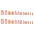 thumbnail image 3 of Flower Almond Shaped Press on Nails Summer Short False Nails with 3D Embossed, 3 of 5