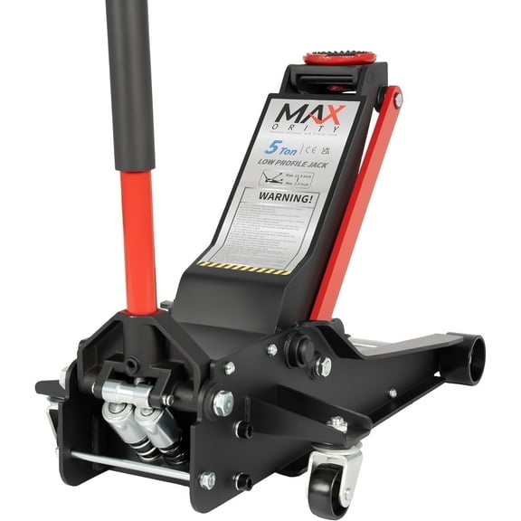 Maxority 5-Ton (11000lbs) Low Profile Hydraulic Super Heavy-Duty Steel Floor Jack with Dual Pistons Quick Lift Pump (Red, 5 Ton Low Profile)