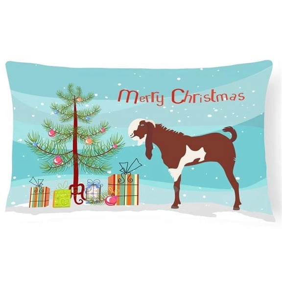 Carolines Treasures BB9257PW1216 Jamnapari Goat Christmas Canvas Fabric Decorative Pillow, Teal, 12H x16W, multicolor