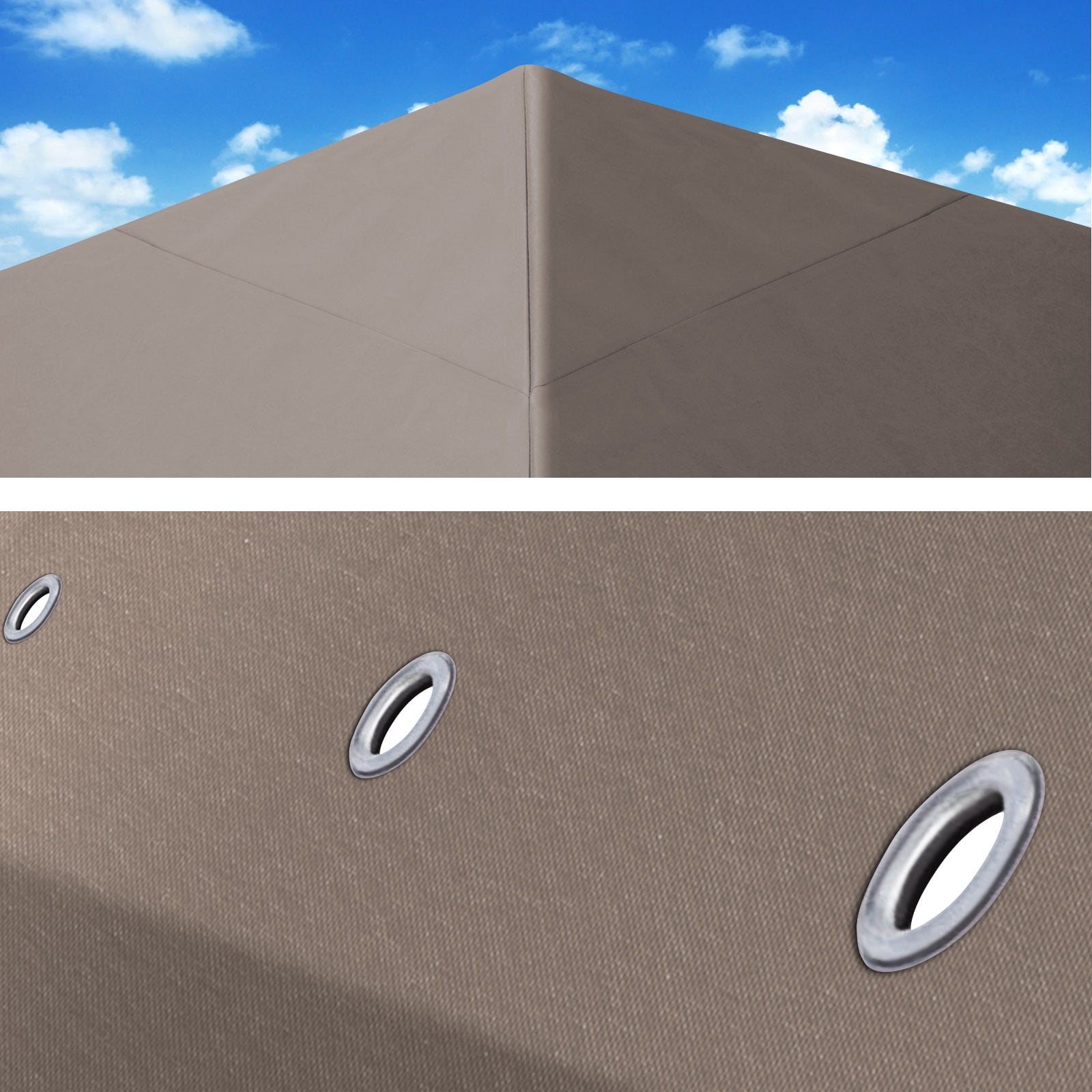 Sunrise Replacement top cover for 10'X10' gazebo canopy patio pavilion sunshade plyester single tier-Taupe