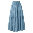 thumbnail image 4 of HGIEYS Womens White Maxi Skirt Summer Boho Long Pleated A-Line Flowy Elastic High Waist Beach Tiered Skirt, 4 of 9