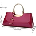 thumbnail image 3 of Glossy Women Handbag Faux Patent Leather Top-Handle Bag Structured Shoulder Bag Tote Evening Purse Party Satchel, 3 of 5