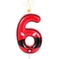 thumbnail image 1 of Bougies Numéro Six Rouges et Noires pour Anniversaire, Dessus de Gâteau Thème Héros de Bande Dessinée 2,32 Po, Décorations de Fête Joyeux Anniversaire Dessin Animé pour Garçons Filles Enfants, Cadeaux pour Amateurs de Bandes Dessinées, Fournitures de Fête à Thème (6), 1 of 7
