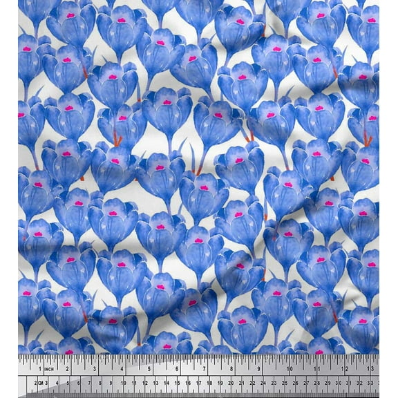 Soimoi Cotton Duck Fabric Tulip Flower Fabric Prints by Yard 42 Inch Wide