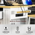 thumbnail image 4 of 48inch Large Kitchen Island with 2 Bar Stools, Power Outlet, Door Internal Storage Rack, Kitchen Storage Cart on 5 Wheels with Drop Leaf, 5 Open Side Racks, 2 Drawers,for Kitchen,Dining Room,White, 4 of 9