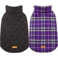 thumbnail image 1 of Kuoser Abrigo cálido para perros, chaqueta reversible para perros, impermeable, abrigo de invierno, estilo británico, ropa para perros a cuadros, abrigos para clima frío, chaqueta de nieve acogedora,, 1 of 4
