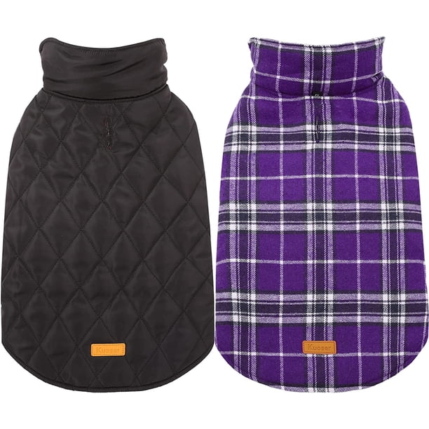 Kuoser Abrigo cálido para perros, chaqueta reversible, abrigo de invierno impermeable, ropa a cuadros de estilo británico, abrigos para clima frío, chaleco de nieve acogedor para perros pequeños, medi