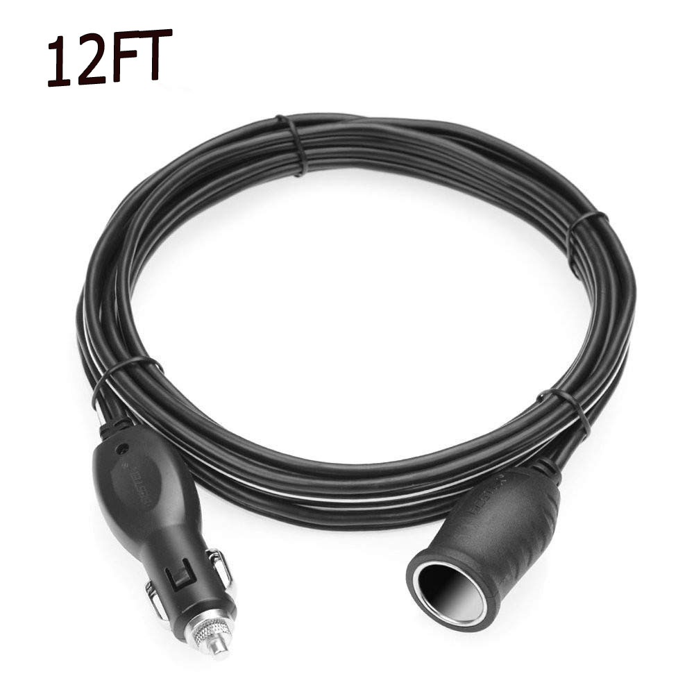 BESTEK 12ft 12V 24V Cigarette Lighter Extension Cord with Plug Socket