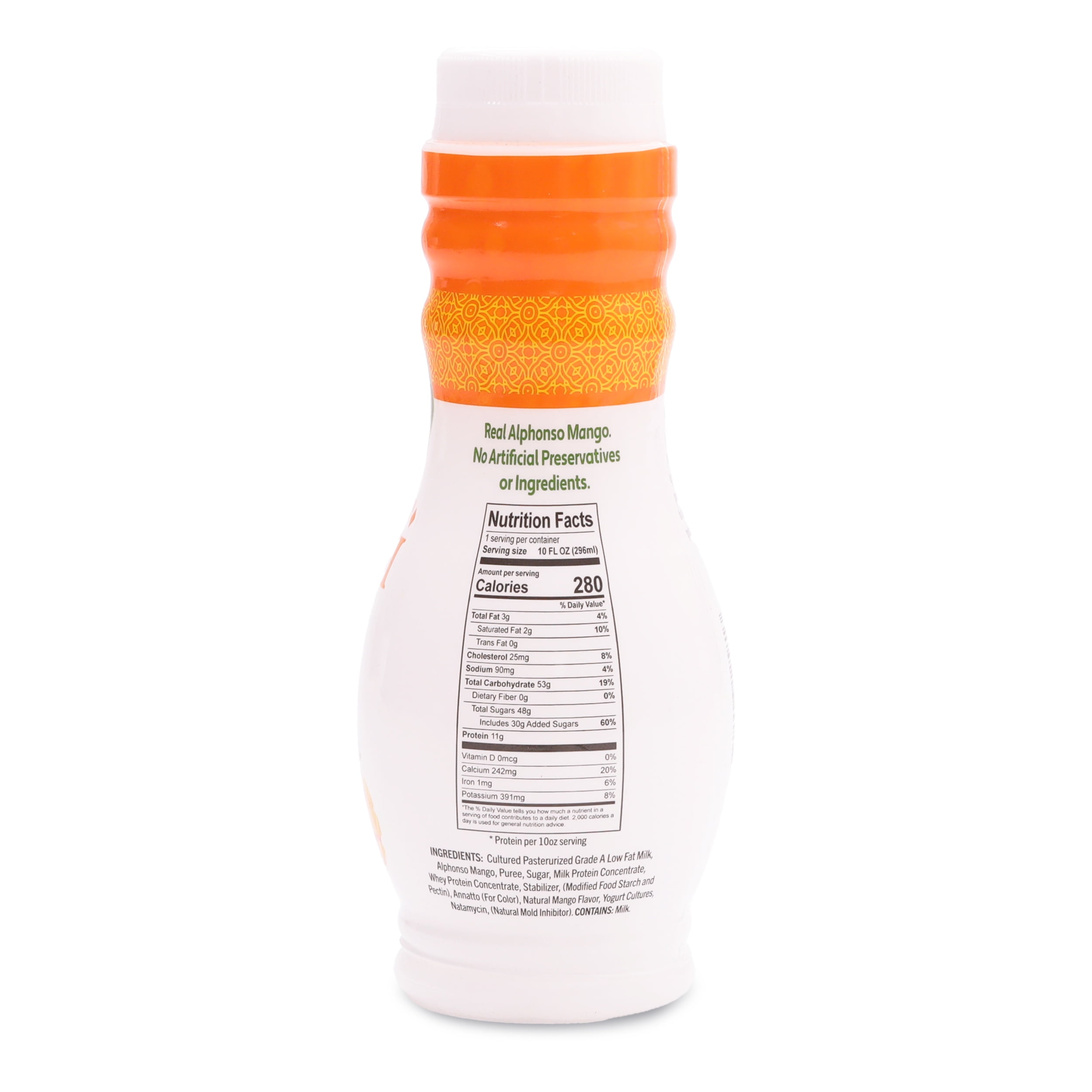 Desi Fresh Foods Alphonso Mango Lassi Liquid Drinkable Refrigerated Yogurt, 1.5% Milk Fat, in Resealable Plastic Bottle, 10 fl. oz, 1 Count
