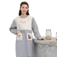 thumbnail image 1 of PIX-LINK Delantal de cocina de algodón a cuadros con capucha de manga larga con capucha para mujeres coreanas para adultos monos protectores de trabajo PIX-LINK 1, 1 of 2