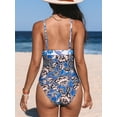 thumbnail image 2 of CUPSHE Women Swimsuit One Piece Deep V Neck Self Tie Tummy Control Paneled Floral Bathing Suit, 2 of 5