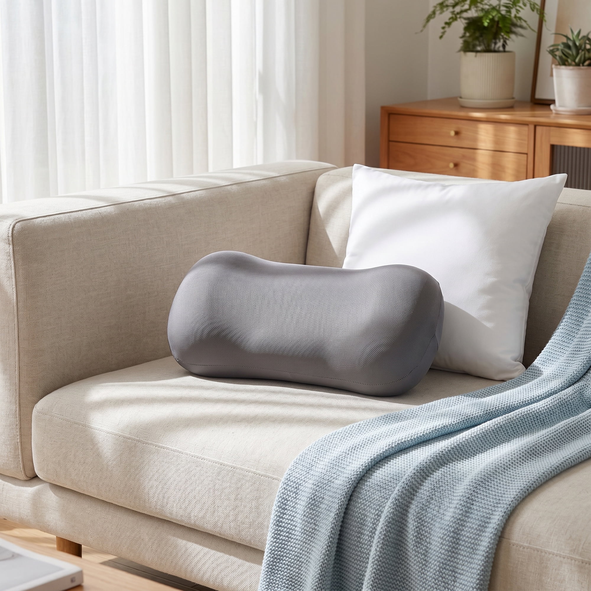 Unique Bargains Neck Pillow Sponge Cervical Support for Sleeping Gray 16.5"x7.9"x4.3"