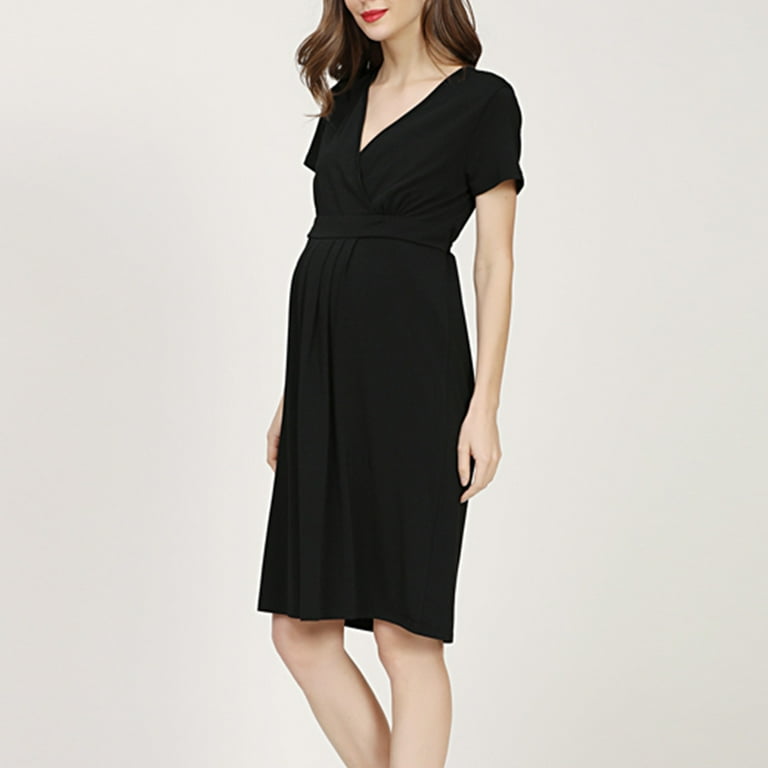 Ffenyan Plus Size Women's Summer Fashion Loose Short Sleeve Nursing Dress with V-Neck - Stylish Solid Color Maternity Dress for Daily Life and Elegant Ffenyan Plus Size Women's Summer Fashion Loose Short Sleeve Nursing Dress with V-Neck - Stylish Solid Color Maternity Dress for Daily Life and Elegant