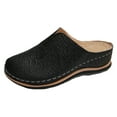 thumbnail image 6 of Women's Low Wedge Closed Toe Sandals Vintage Embroidery Slip On Clogs with Arch Support Non Slip Walking Mules Black Size 7.5, 6 of 7