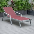 thumbnail image 4 of LeisureMod Marlin Modern Gray Aluminum Outdoor Patio Chaise Lounge Chair With Arms with Square Fire Pit Side Table Perfect for Patio, Lawn, and Garden (Burgundy), 4 of 21