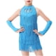 thumbnail image 1 of Odeerbi 2-8 Años Niñas Flecos Vestido de Baile Latino Con Sobremanga Conjunto Escenario Rendimiento Trajes de Baile Mono de Práctica Falda Con Borlas, 1 of 4