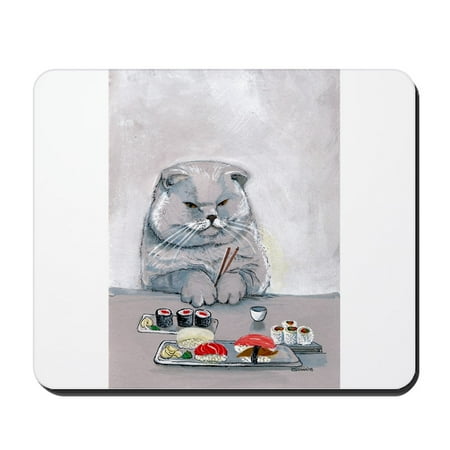 CafePress - Sushi Cat The Grump Mousepad - Non-slip Rubber Mousepad  Gaming Mouse Pad