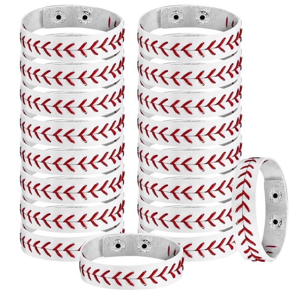 20 Pack Baseball Bracelets, Sports Wristbands with Adjustable Snap Closure for Team Gifts, Sports Fans & Baseball Party Favors
