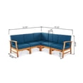 thumbnail image 4 of Noble House 5 Piece Acacia Wood Outdoor Indoor Set, Brown/Blue, 4 of 13